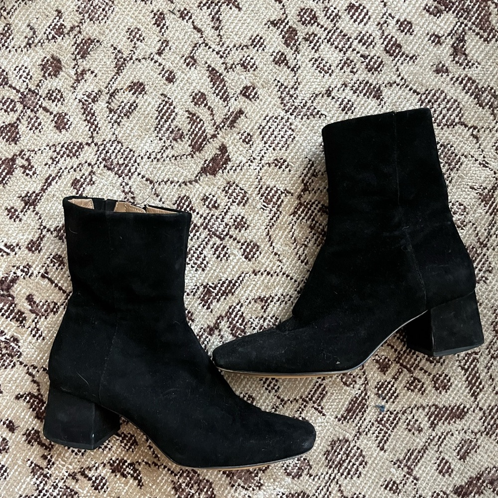 & Other Stores Black Suede Ankle Boots 36